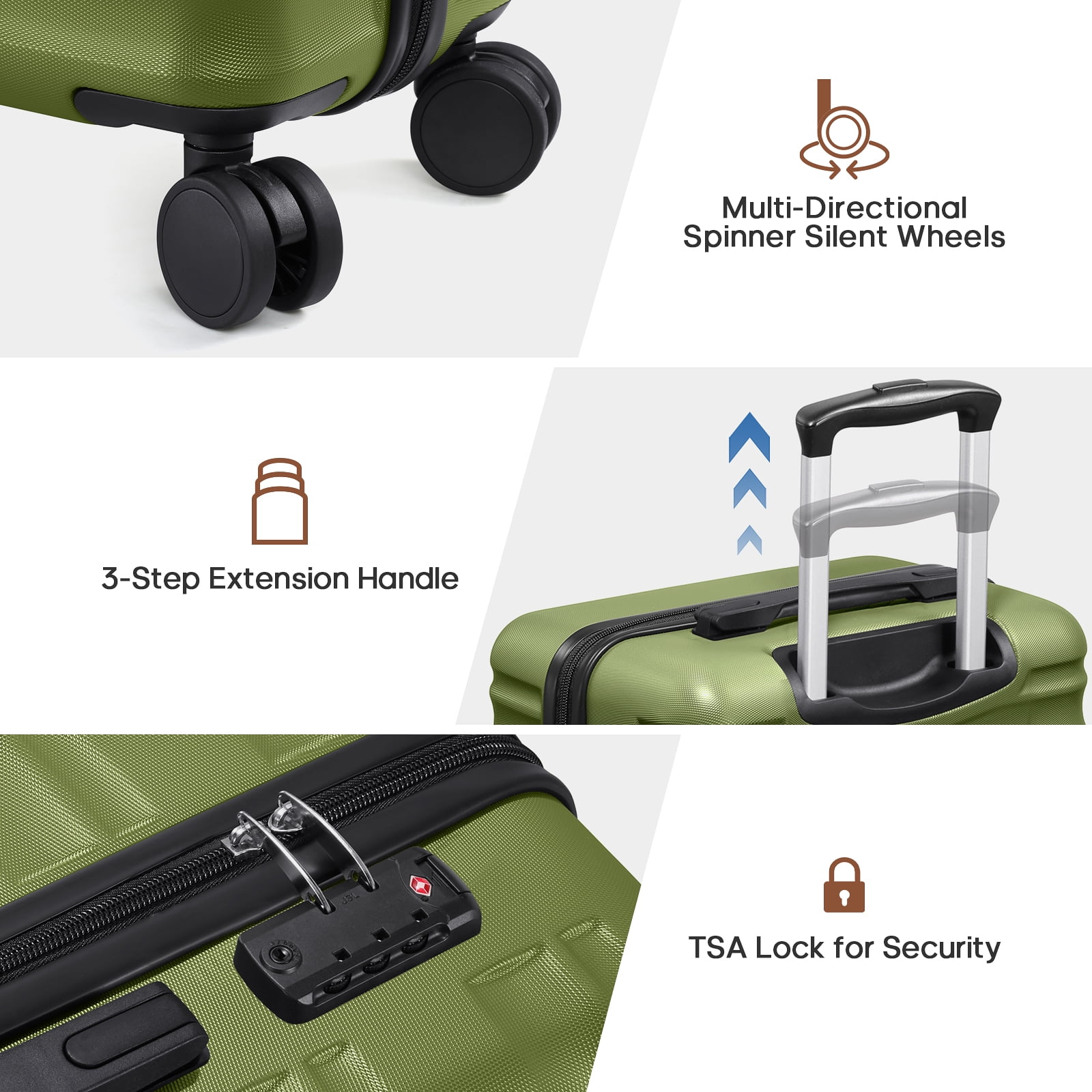 MIUSSE Hard Shell Luggage Sets, 3 Piece Luggage Set, 20/24/28 IN Carry On Luggage with TSA Lock Spinner Wheels, Hard Shell Suitcases Women Men