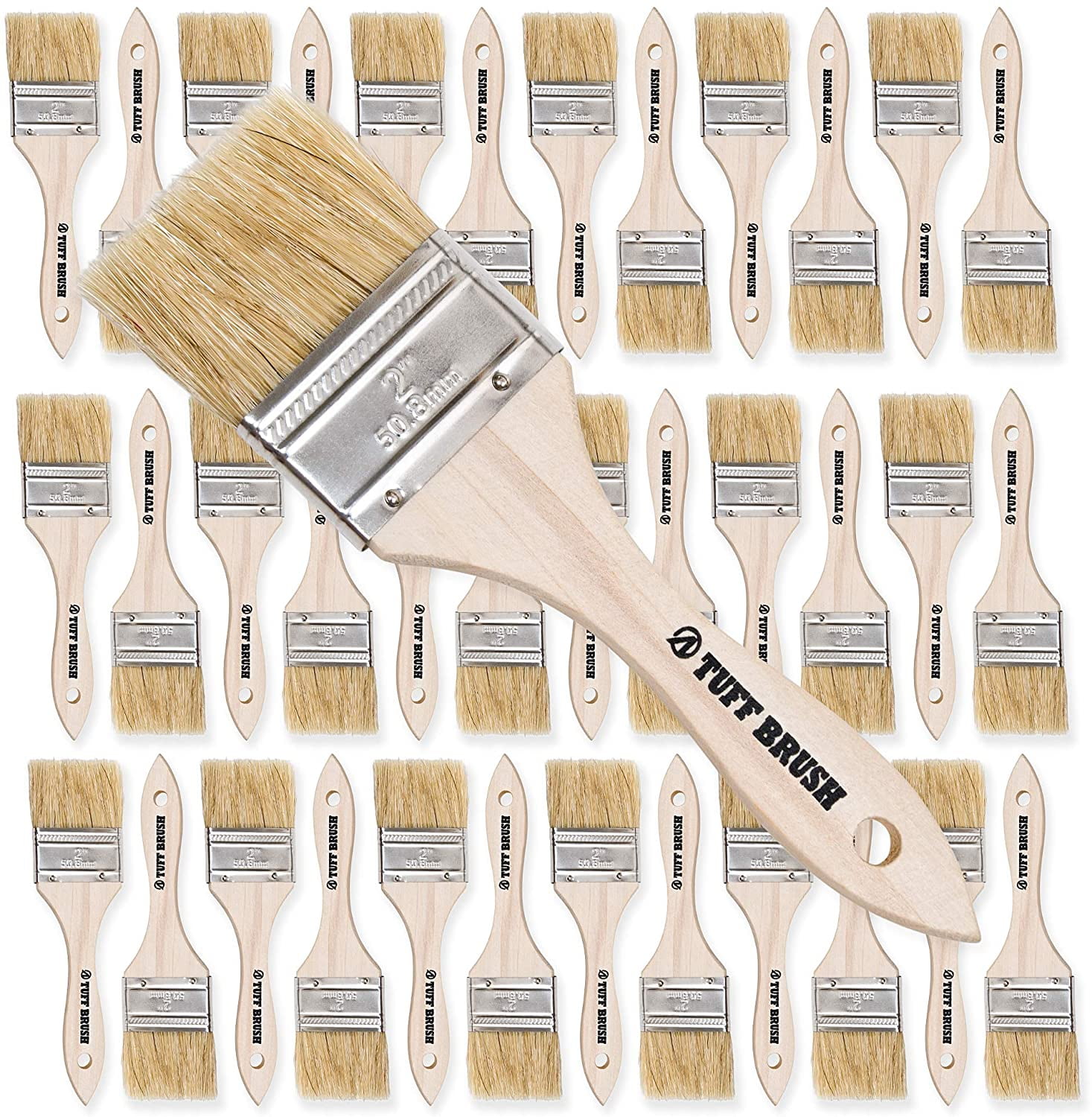 TUFF BRUSH 50 Pack of 2 inch Chip Brushes for Paint, Stains