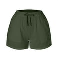 thumbnail image 6 of Huowey Shorts For Women Straight Leg Casual Linen Pants Drawstring Elastic Waist Sports Loose Shorts With Pockets Solid Color Summer Casual Fashion Breathable Shorts Dailywear,Green,S, 6 of 7