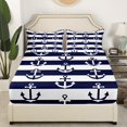 thumbnail image 3 of Erosebridal Cartoon Anchor Bed Sheets Set King Size, Ocean Wave Bed Sheets King, Stripe Geometry Decor, 3 of 7
