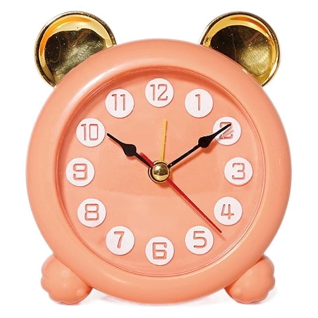 Reloj despertador con forma de oso lindo, analógico, silencioso, para niños