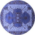 thumbnail image 1 of Ahgly Company Machine Washable Indoor Round Oriental Blue Industrial Area Rugs, 3' Round, 1 of 4