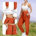 thumbnail image 2 of Bovxnpu Joggers for Women,Ankle Leggings with Pockets,Women's Lightweight Breathable Sports Joggers with Drawstring Waist Solid Color Pants for Outdoor Orange XXL, 2 of 5