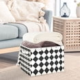thumbnail image 5 of Foldable Fabric Storage Bin With Handle Collapsible Basket Box Storage With Lid Organizer Classic Black and White, 5 of 7