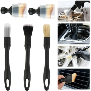 5 Pcs Car Detailing Brush Set, Car Interior Detailing Brushes Auto Ultra-Soft Detail Cleaning Brush Dust Removal Brushes Tool No Scratch Cleaning Gap Brushes for Exterior Automotive Trim Wheel Rim