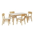 thumbnail image 6 of Harper & Bright Designs Small Space Dining Set for 4, 5 Pieces Rectangular Solid Wood Table Set with 4 Upholstered Chairs for Kitchen, Light beige,White+Oak, 6 of 20