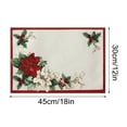 thumbnail image 3 of ‌Christmas Placemats Set of 4 - Red Poinsettia & Gold Ornaments Design,Reusable Machine Washable Holiday Table Decor (17.7x11.8inch),Non-Slip Festive Dining Mats for Xmas Party, 3 of 7