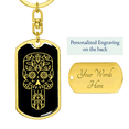 thumbnail image 3 of Calavera Mexican Sugar Skull 56 Stainless Steel or 18k Gold Premium Swivel Dog Tag Keychain, 3 of 16