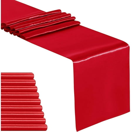 

5-Pack Satin Table Runner Light Gold 12 x 108 inches Long Table Runners for Wedding Birthday Parties Banquets Decorations