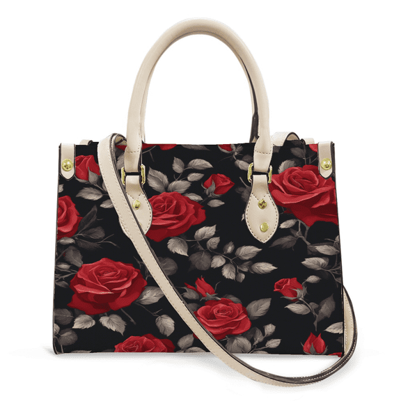 Purse Tote Bag for Women Leather Handbag, Satchel Shoulder Crossbody Top Handle Bags for Work Travel, Rose Dark, WHITE
