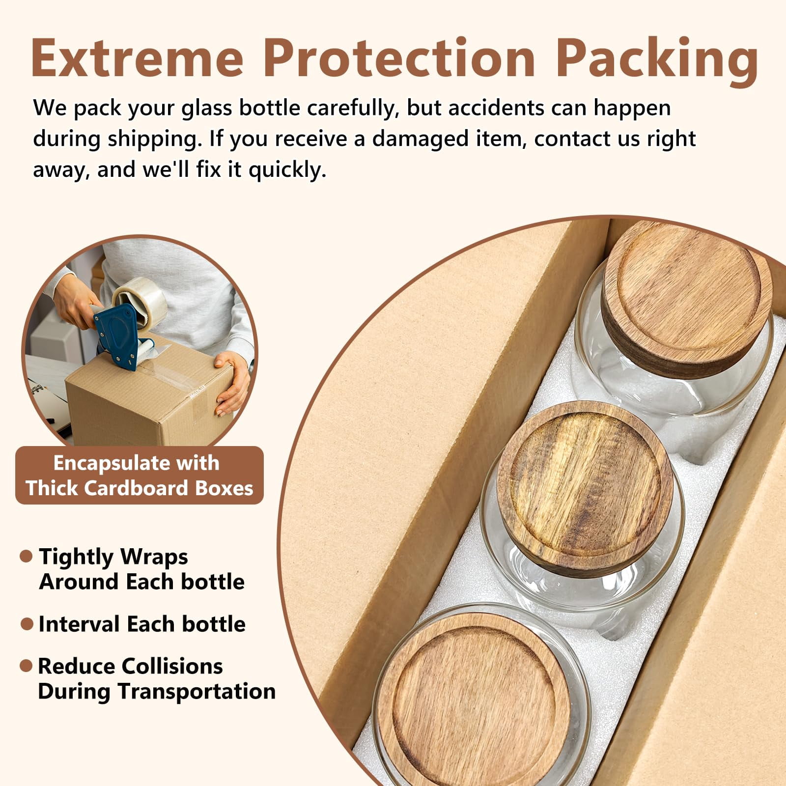 88 Fl.oz Glass Food Storage Jars with Airtight Wood Lids, Set of 3