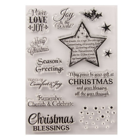 Christmas Star Silicone Clear Stamp Card Making Envelope Crafting Decoration Supplies for Children DIY Handmade