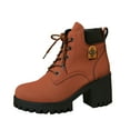 thumbnail image 3 of IUJSOY Womens Combat Ankle Boots Fashion Platform Lug Sole Lace up Waterproof Short Booties, 3 of 9