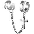 thumbnail image 5 of Heytea 6 Piezas Pendientes De Cadena Para Hombres Y Mujeres,Punk Vintage Ear Cuffs Borla Pendientes De Aro Conjunto De Acero Inoxidable Cruz Cráneo Cuelgan Pendientes De Aro Con Bi, 5 of 5