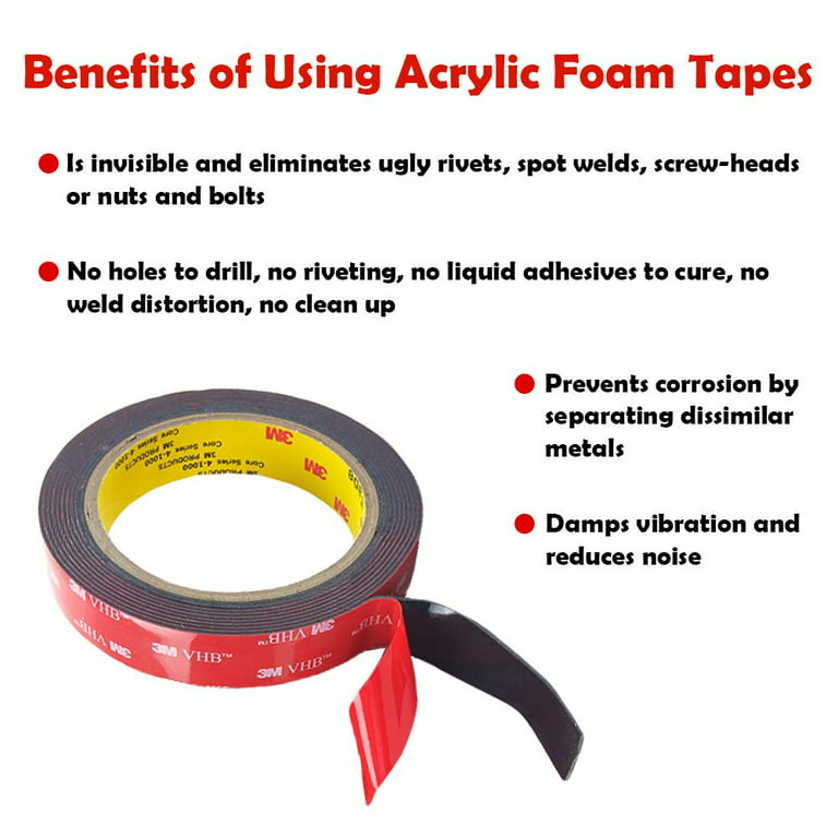 Canopus Double Sided Tape, 5952 Heavy Duty Mounting Tape, Strong Bond & Weatherproof Seal Strip for Automotive Mounting, Picture and Photo Frame