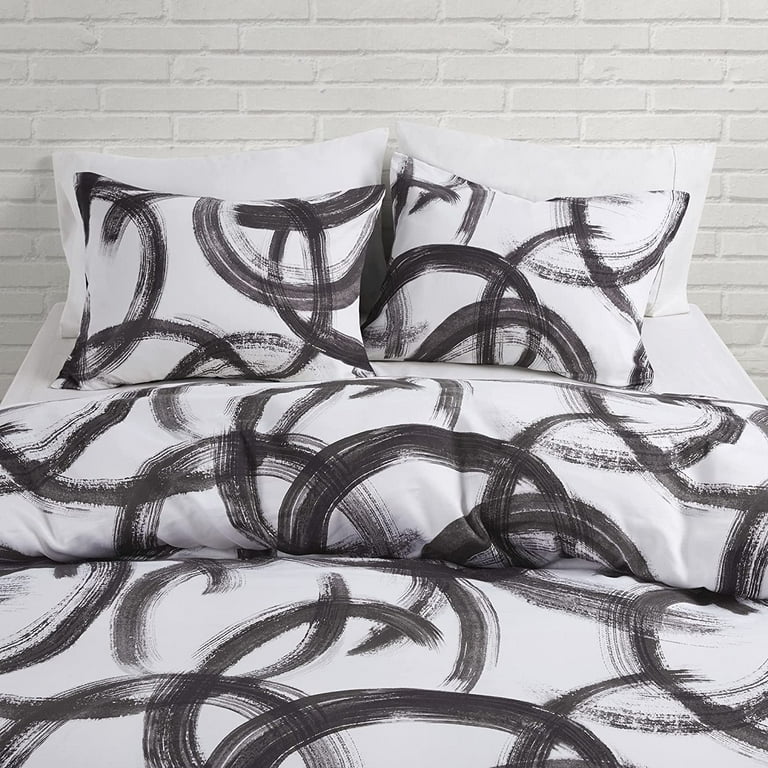 CosmoLiving - Anaya Cotton Printed Comforter Set - Full/Queen - Black/White