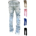 thumbnail image 5 of Fortune Men's Straight Leg Jeans Stacked Denim Jeans Ripped Distressed Destroyed Biker Jean Washed Denim Pants Streetwear Clothes, 5 of 5