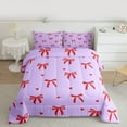 thumbnail image 2 of Feelyou Kawaii Bowknot Ribbon Bedding Comforter Set for Girl, Cartoon Purple Red Twin Comforter Sets, Fairy Tale Princess Reversible Bedding Set, Luxury Bedroom Decor, 2pcs, 2 of 8