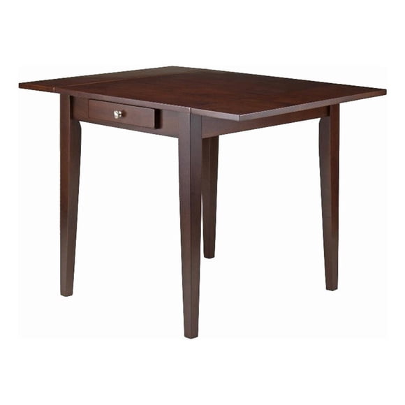 Pemberly Row Double Drop Leaf Solid Wood Dining Table in Antique Walnut
