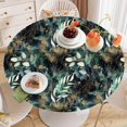 thumbnail image 3 of Round Tablecloth Fitted Elastic Edge Patio Table Covers Wrinkle Resistant Polyester Table Cloth for Picnic Camping Indoor and Outdoor，Boho Tropical Leaves 36"-44", 3 of 4