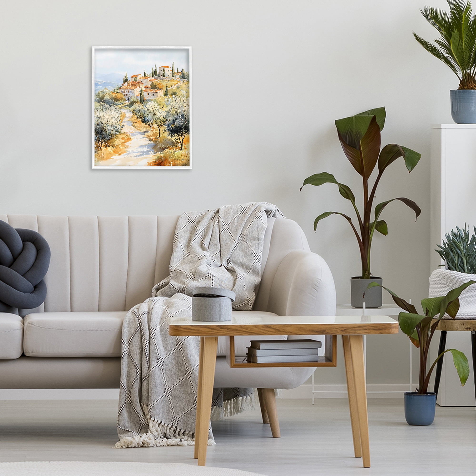 Stupell Industries Tuscan Hilltop Village View White Framed Giclee Art, design by LSR Design Studio