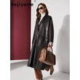 thumbnail image 5 of Gabardina de piel de oveja de capa superior de moda retro Tajiyane para mujer, chaqueta cortavientos larga auténtica para otoño e invierno 2024, 5 of 5