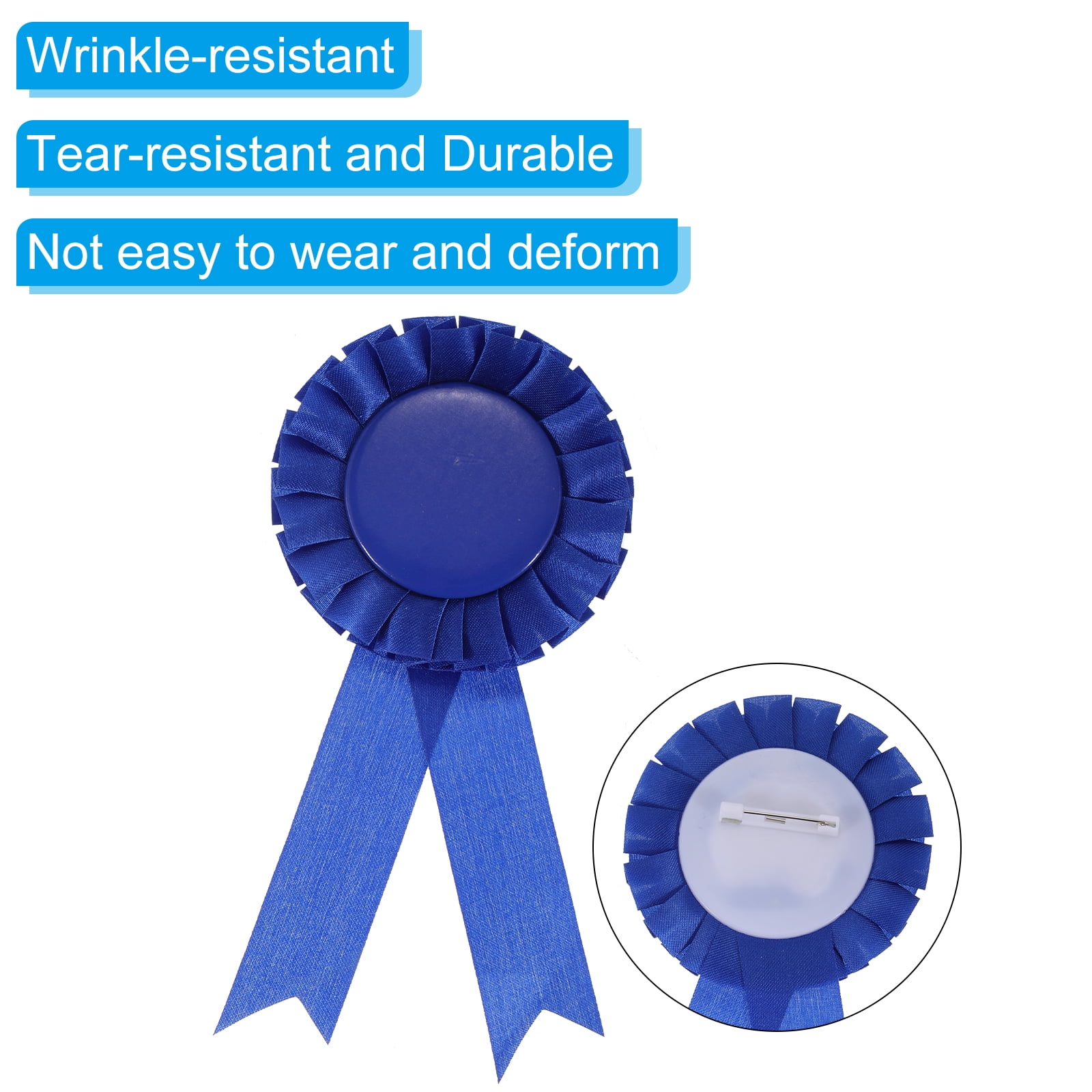 Uxcell Blank Award Ribbon, Rosette Ribbon Honorable Prize Recognition Ribbon, Blue, 12Pack