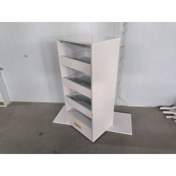 4 Tier Bookshelf with Sliding Drawers and Bottom Storage Cabinet for Small Spaces, Vertical Organizer Shelf for Office, Bedroom, and Living Room