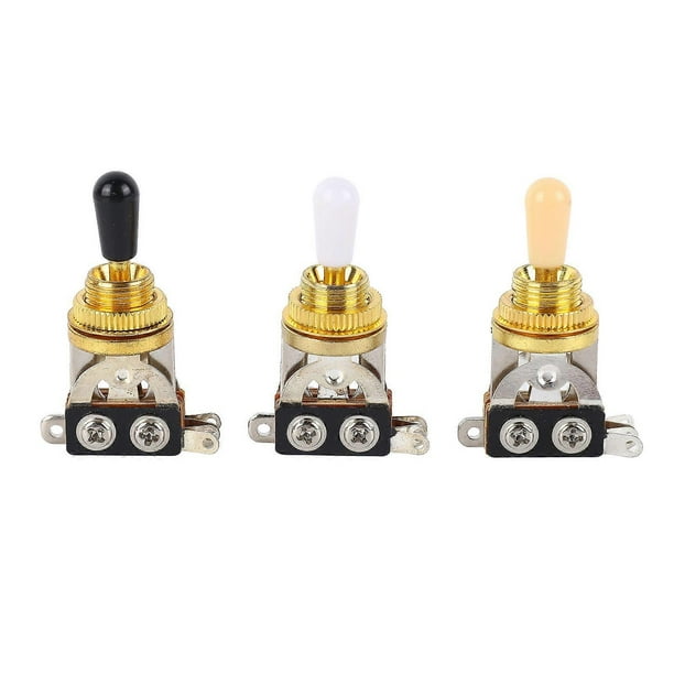 3pcs 3 Way Guitar Toggle Switches Short Straight Switch with Black White Cream Tips for Electric Guitar Gold