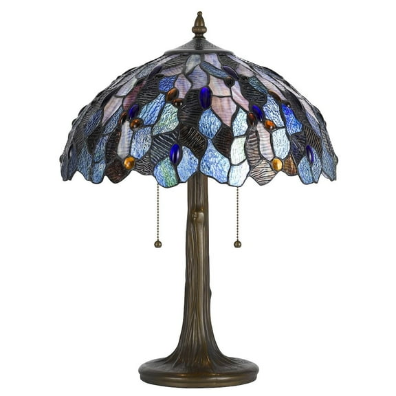 Cal Lighting Tiffany 17" Transitional Metal Table Lamp in Antique Brass