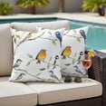 thumbnail image 5 of Spring Animal Pillow Covers 2 Pack Watercolor Cute Birds Gradient Color Leaves Farmhouse Pillowcase Waterproof Outdoor Throw Pillow Cover for Patio Garden Square Cushion 20”x20”, 5 of 9