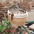 thumbnail image 2 of Cesta De Bicicleta Hecha A Mano, Portabicicletas Portátil Para Mascotas, Cesta De Mimbre Almacenable Para Bicicleta, Cesta Delantera Para Manillar Con Correa De Cuero Y Cubierta De Hierro Speravity EL013932-02, 2 of 5