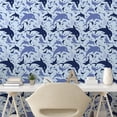 thumbnail image 2 of Ambesonne, Ocean Life Peel & Stick Wallpaper for Home, Aquamarine Dolphin Print, 13"x100", Soft Blue Blue Violet, 2 of 5