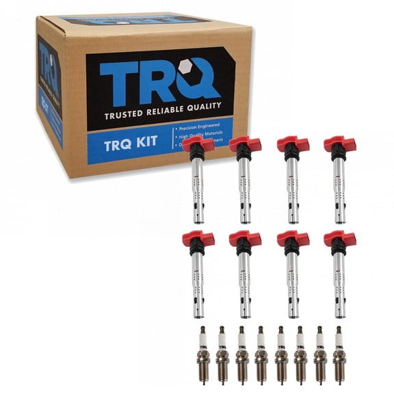 TRQ Ignition Coil & Iridium Spark Plug Kit Set for Audi Volkswagen V8 New ICA71885