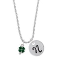 thumbnail image 1 of Delight Jewelry Silvertone Mini Green Four Leaf Clover with Heart Leaves Silvertone Script Initial Disc - N - Charm Necklace, 20"+3", 1 of 4