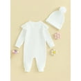 thumbnail image 4 of GXFC Infant Girl Fall Jumpsuits 3M 9M 12M 18M 24M Baby Girl Long Sleeve Button Down Bodysuit with Hat Set Autumn Clothing for Newborn Girl, 4 of 8