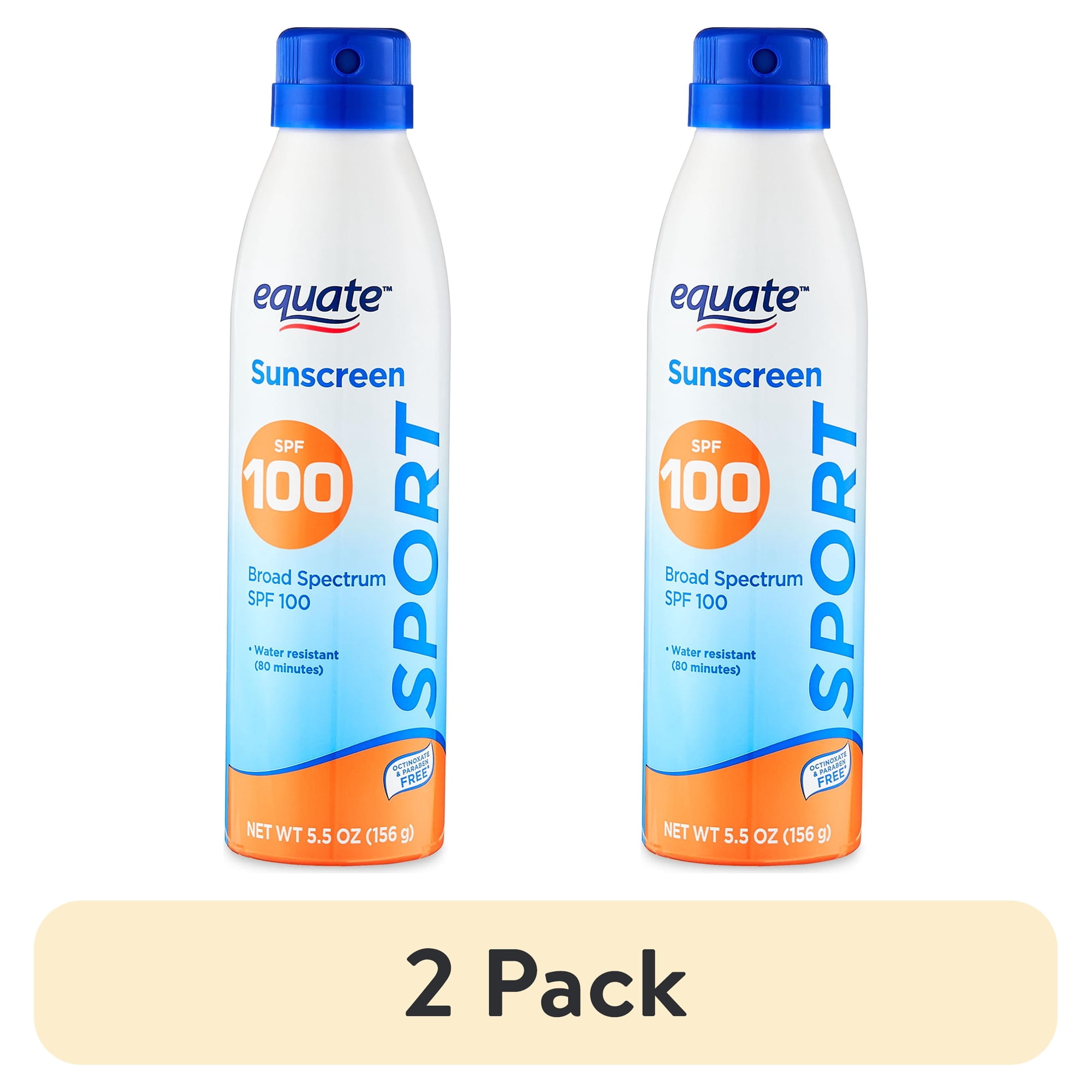 (2 pack) Equate Sport Broad Spectrum Sunscreen, SPF 100, 5.5 oz