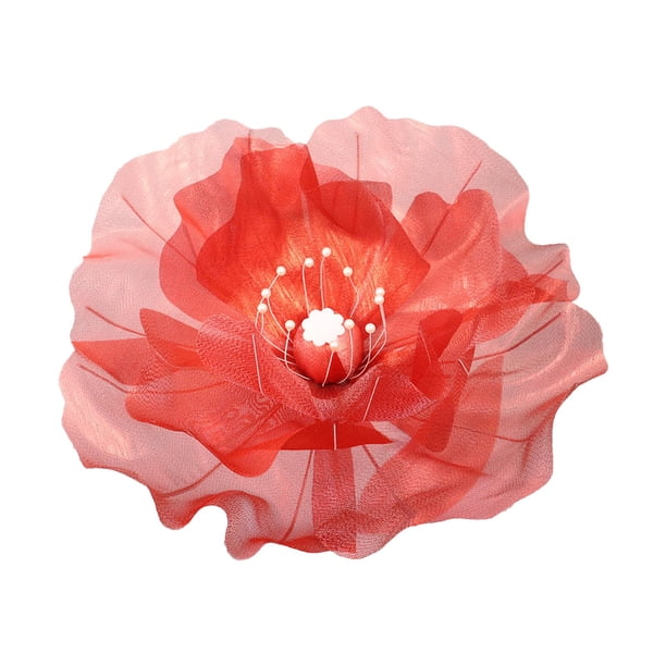 Cabeza de flor artificial de seda Cabeza de Cabeza de flor de imitación Flor de malla de hilo para centros de mesa Manualidades DIY al Rojo
