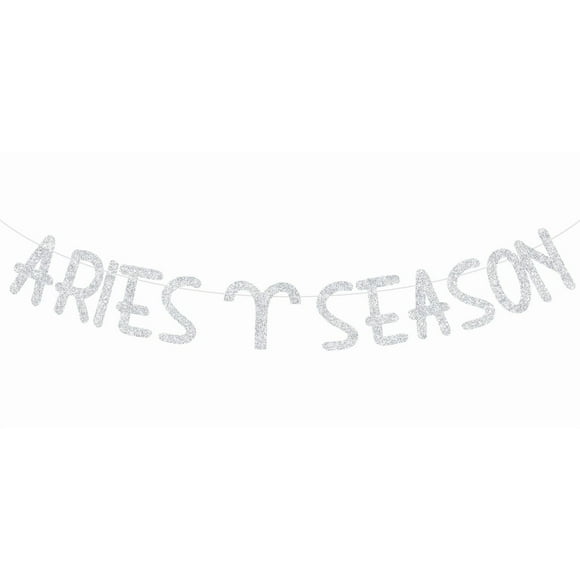 Aries Season Banner, Party Like an Aries, Mar./Apr. Birthday Décor, 12 Zodiac Constellations Birthday Themed Party Decorations Supplies (Silver Glitter)