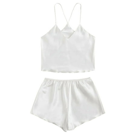 

Pajamas for Women Sleepwear Set Sexy Lingerie Satin Cami Shorts Set Nightwear PJ Set Loungewear Outfit PJ Sets