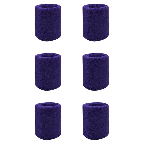 6Pcs Cotton Sports Wristbands, Hand Protection Sweatbands for Athletic Workout, Breathable Moisture Wicking Bands, Ideal for Exercise, Purple