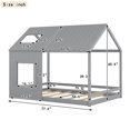 thumbnail image 7 of Full Size House Bed, Solid Wood Open Platform Bed Frame Playhouse Bed with Roof & Window, Full Size Floor Bed Frame Cabin Beds for Teens Adults, Can be Decorated, No Box Spring Required, Gray, 7 of 7