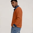 thumbnail image 3 of Polo Shirts for Men Waffle Knit Button Up Denim Collar Collared Top Fall Long Sleeve Patchwork Shirts XL, 3 of 6