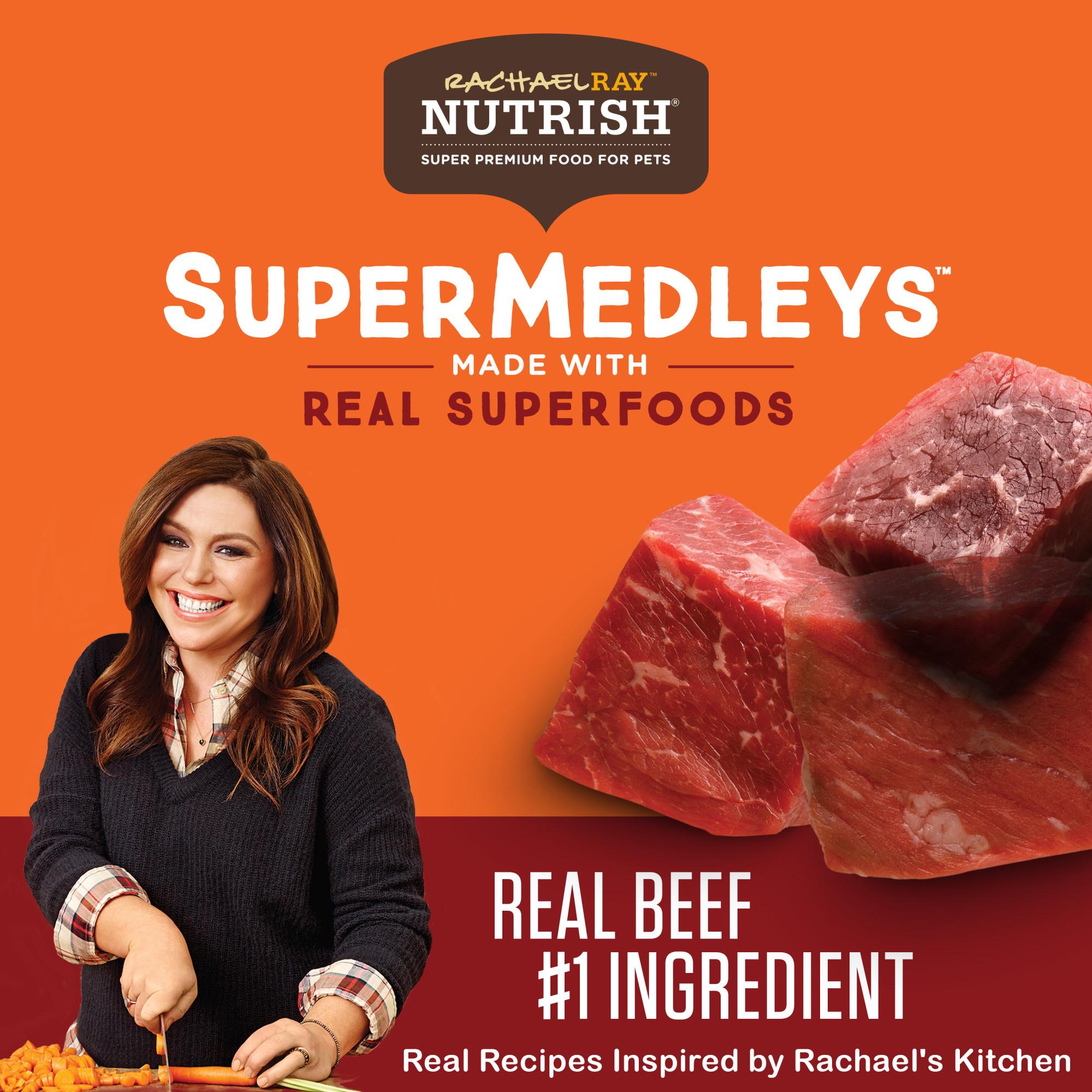Rachael Ray Nutrish SuperMedleys Vitality Blend Superfoods & Beef Recipe, Dry Dog Food, 22 lb (Packaging May Vary)