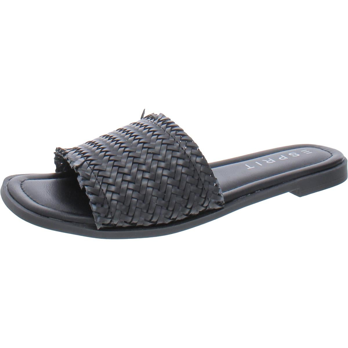 ESPRIT Womens Black Woven Breathable Padded Summer Round Toe Slip On Slide  Sandals Shoes 7 