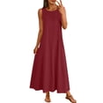 thumbnail image 2 of Uootdi Robes Maxi pour Femmes Col Rond Sans Manches Robes Amples avec Poches Décontractées Longues Robes d'Été pour la Plage Cadeau, 2 of 8