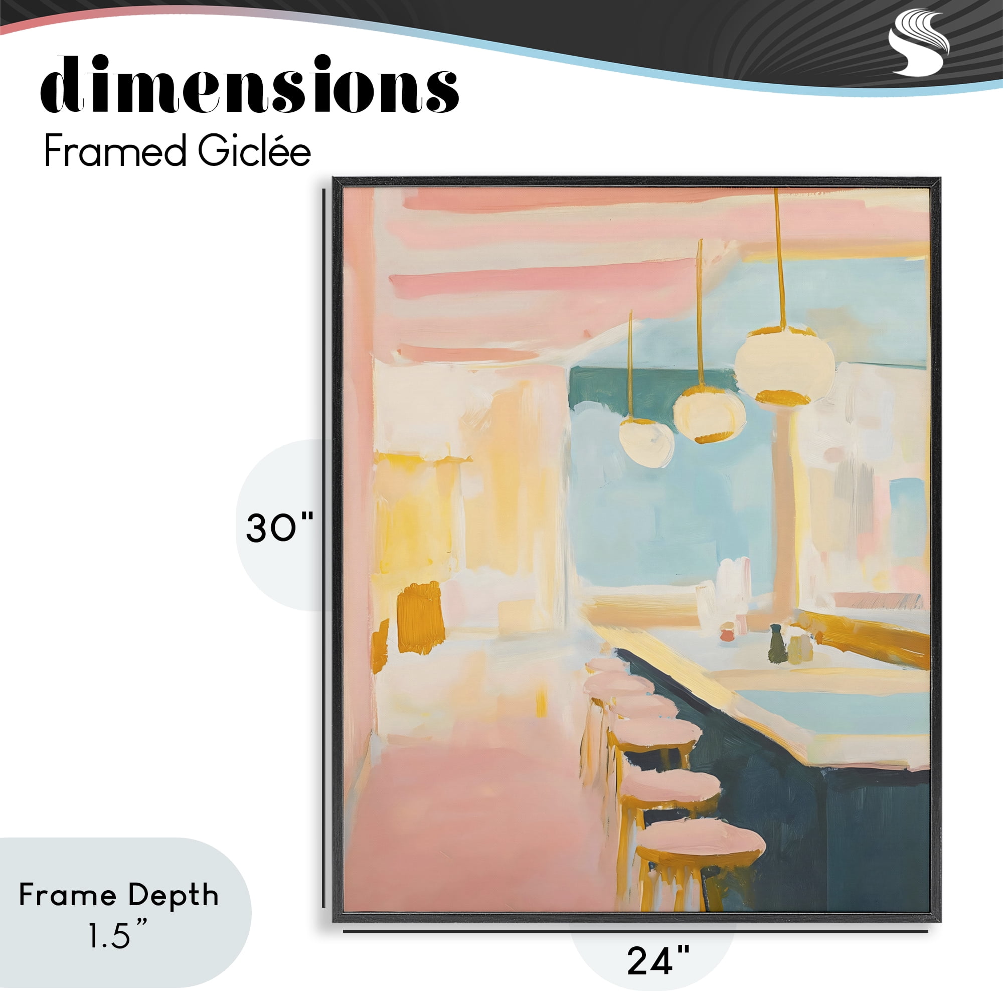Stupell Industries Pastel Pink Bar Stools Black Framed Giclee Art, design by The Prints Vibe