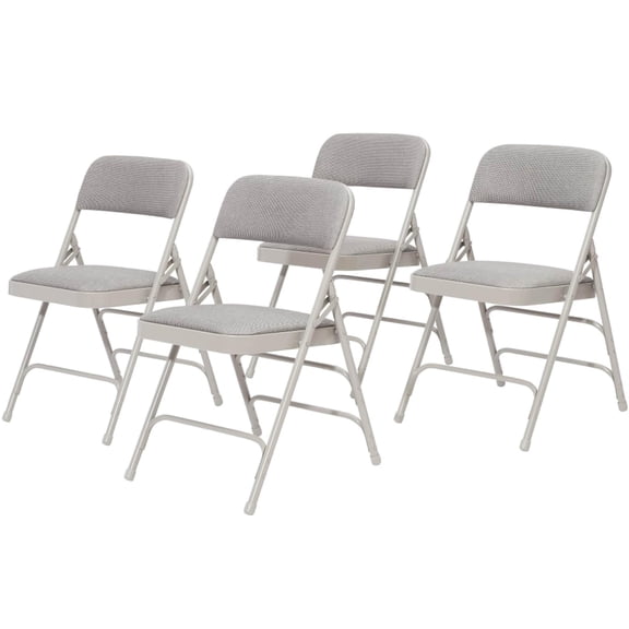 Pemberly Row 29.5" Modern Metal Folding Chair in Gray Stone (Set of 4)