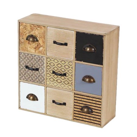 Deco 79 Modern Reflections Square 9 Drawer Wooden Jewelry Storage