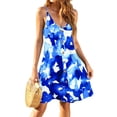thumbnail image 4 of TARAINYA Summer Dresses for Women Casual V Neck Sleeveless Sundresses Floral Beach Short Dress with Pockets, 4 of 8